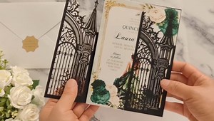 20PCS Laser Cut Wedding Invitations,Wedding Invitation Card Pocket,Quince Invites,Sweet 16 Invitations,Quinceanera Invitations,Laser Cut Invitations For All Occasions (black)
