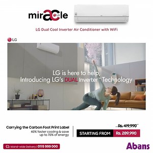 The LG Dual Cool Inverter Air Conditioners are eco-friendly, ensures longevity, and offers 40% faster cooling while saving up to 70% of energy! SHOP NOW - https://buyabans.com/brand/lg?cat=30 #LG #mirACle #Abans | Abans