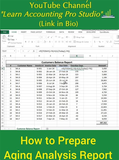 How to Prepare Aging Analysis Report in Excel. #excel #exceltips #exceltricks #exceltutorial #viral