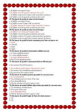 UN QCM COMPLET DE 120 QUESTIONS AVEC RÉPONSE D’ATHLÉTISME POUR LES ACTIVITÉS : LES SAUTS LES LANCERS