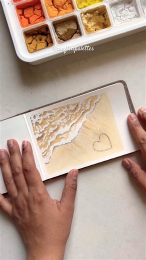 ✨Heart in sand gouache painting illustration | Art Journal with me🤍