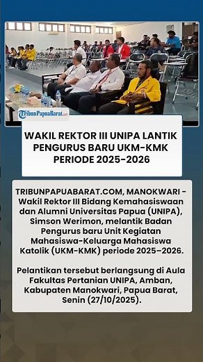 WAKIL REKTOR III UNIPA LANTIK PENGURUS BARU UKM-KMK PERIODE 2025-2026