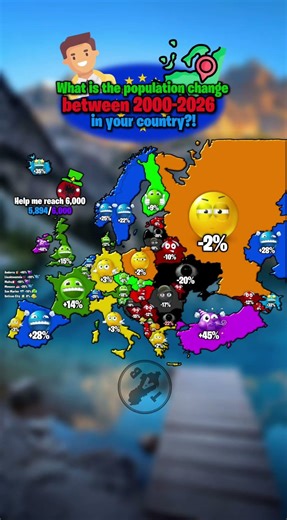 What is the population change between 2000-2026 in your country? #europe #mapguide #education #map