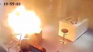 Electric car battery explodes into flames while charging