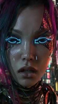Neon Biopunk Cyborg Woman Portrait 🌃🔧 32K Micro Detail ✨
