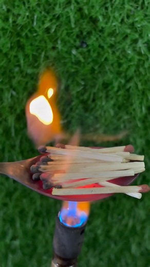 Don't try this! Burning matches on a spoon #fire #experiment