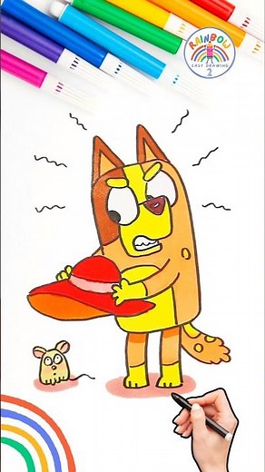 How to Draw Bluey | Draw Bluey Chilli Easy Tutorial 🌈 🐶 #bluey #draw #shorts #chilli #angry