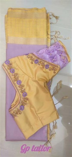 Thread work and net attached sleeve design..💛💜