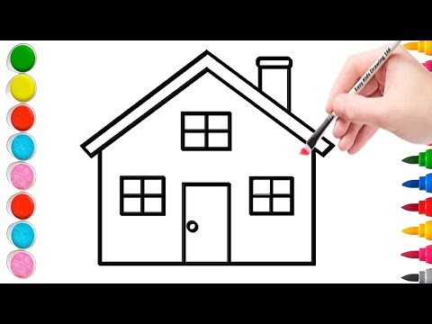 How to draw a house easy and simple for kids ||