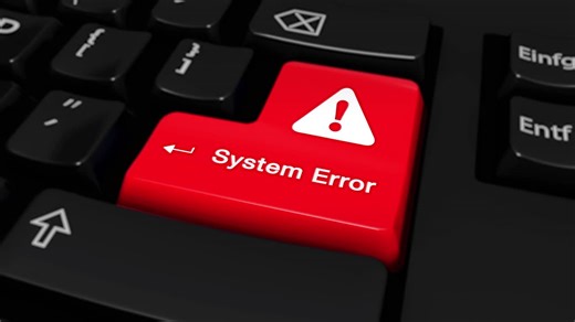 102 system error round motion on red enter button on modern computer keyboard with text and icon | Premium Stock Video Footage