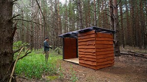 Building Simple Toilet for Log Cabin in the Forest | RIOS 505