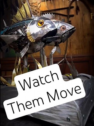 Moving Metal Fish almost complete #jeanclaudevanderfieldart #welding #fish #automaton