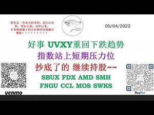 好事 UVXY重回下跌趋势指数站上短期压力位抄底了的 继续持股~~SBUX FDX AMD SMH FNGU CCL MOS SWKS