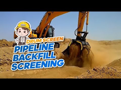 The excavator drum screening bucket is used for fine screening of backfill soil in pipelines