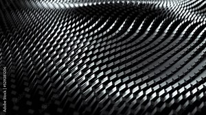 Abstract black wavy 3D grid background loop
