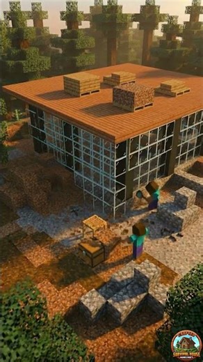 🌲 Mid-Century Glass House Minecraft 🏠 Full tutorial #minecraft