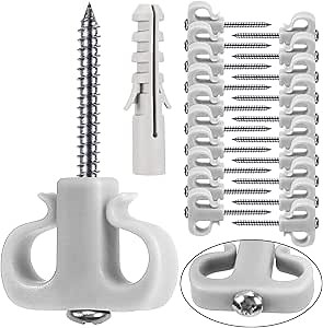 BeneLabel Q-Hanger Hooks for Outdoor String Lights - Rust-Proof Screw-in Hooks with Easy Release for Hanging Plants, Curtains, Birdhouses and More - Pack of 20, Ash Gray