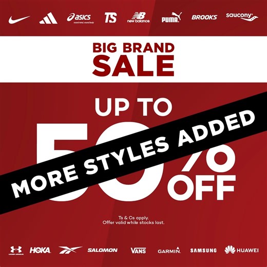 🚨MORE STYLES ADDED to the Big Brand Sale🚨 Shop in all Totalsports stores, Bash mobi app & online: https://bit.ly/3Pc4cM5 & take 50% off the original price of even more clothing, running & training shoes, accessories & more. Ts & Cs apply. Valid while stocks last. E&OE | Totalsports