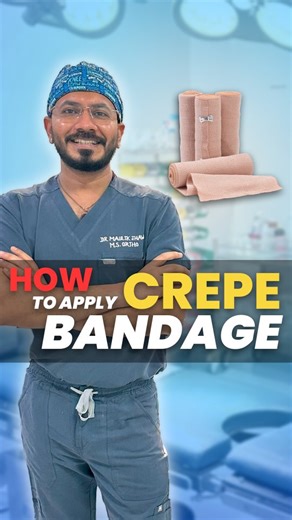 Dr. Maulik Jhaveri | Orthopedic Surgeon on Instagram: "🩹 Wrap it Right, Heal it Fast! Learn how to apply a crepe bandage the correct way — right at home. Quick. Easy. Effective. 💪 👉 Save & share this reel — someone might need it today! #CrepeBandage #FirstAidTips #InjuryCare #HomeTreatment #OrthoTips #HealthReel #BandageHack #StaySafe #DoctorApproved #ViralReels #HealingAtHome #ScrollStopperReel"