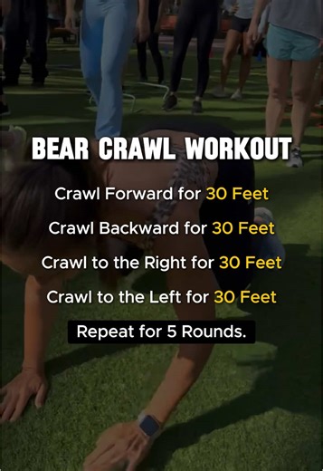 Did you know that bear crawls build core strength, improve mobility, and enhance endurance? 🐻 Try this: Crawl Forward for 30 Feet Crawl Backward for 30 Feet Crawl to the Right for 30 Feet Crawl to the Left for 30 Feet Repeat for 5 Rounds. #BearCrawlWorkout #WorkoutTips #BearCrawl #WorkoutRoutine