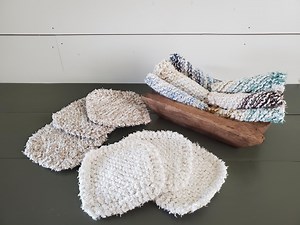 Double Knit Cotton Dish Scrubbies (set of 3) Handmade, Hand-knit, 100% Cotton Yarn - Etsy
