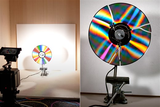High-Speed Camera Captures LaserDisc Being Spun Until it Explodes