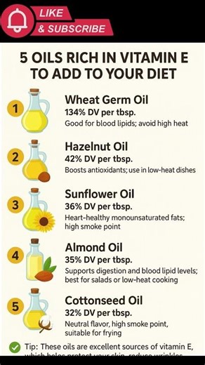 5 Vitamin E Rich Oils That Reduce Wrinkles & Boost Health #shorts