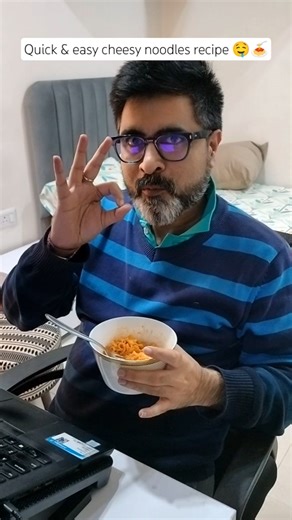 quick & easy cheesy noodles recipe 🤤🍝, instant snacks husband's reaction #ytshorts #noodle #recipe