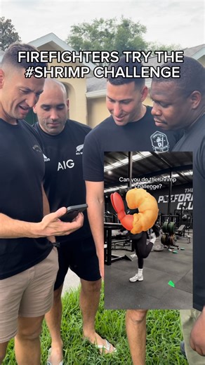 4.4M views · 26K reactions | Firefighters attempt the #ShrimpChallenge 藍 Not as easy as it looks! Can you do it? Tag @preparedtofightfire if you try it 酪 Video featured from: @theperformanceclub #firefighter #firefighters #firemen #fireman #firefighterfitness #firefightertraining #firedept #firestation #truckcompany #enginecompany #firedepartment #firefighterlife #firefighter_brotherhood #firefighting #firefighterposts I | Prepared To Fight Fire | Facebook
