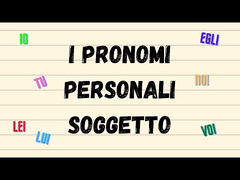 I pronomi personali soggetto. Italiano classe 3°.