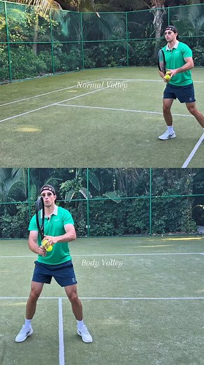 5.1K views · 56 reactions | Normal vs Body Forehand Volley ➡️ If you’re struggling with your tennis, it’s probably because you’re not moving efficiently on court. The better you move — the better you play. Comment “Footwork” and I’ll send you the link to my one simple video program where you’ll learn every essential footwork pattern for every tennis shot. Vamosss _____ #tennis #tennisforehand #forehandvolley #tennislessons | Filipe Teixeira | Facebook