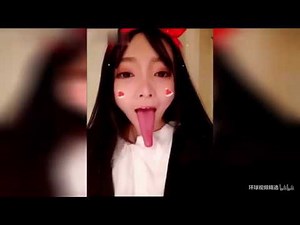 Pretty girls with world record long tongue chinese tik tok
