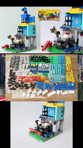 You can easily build a Three-story police station with parking lot and patrol car using only your LEGO Classic 10696 set. The entrance gate can be opened and closed, and a gasoline refueling machine is included. 「レゴ クラシック10696」だけを使って誰でも簡単に自作出来る説明書を作ったよシリーズ！10696だけを使って作れる開閉ゲート駐車場付き3階建て警察署とパトカーセットの組み換えレシピです。以前、警察署車庫付きのパトカーは作って公開していましたが、今回はさらにかっこよくなったパトカーとより大きくなった建物付きです。 #lego #レゴ #legotiktok #legotutorial #legoideas #legocity