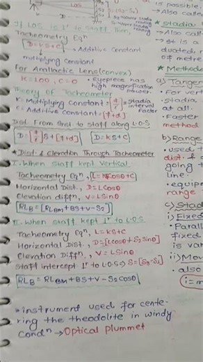 TACHEOMETRY| CIVIL ENGINEERING| SHORT NOTES #civilengineering #bpsc #success