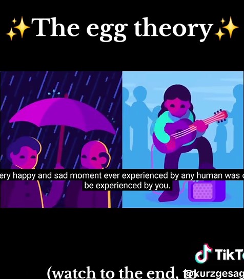 The Egg Theory is a short philosophical story by Andy Weir that suggests: Every person who has ever lived or will ever live is actually you—reincarnated. You are every human, living every life, one at a time. The universe is an egg in which your soul is growing until it’s ready to become a god. #foryoupage❤️❤️ #foryou #kurzgesagt #theeggtheory #god #loveyournext Once you’ve lived every human life, you’ll be born as a higher being. In short: You are everyone, and everything you do to others, you 