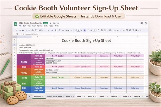 Cookie Booth Volunteer Sign-up Sheet - Etsy Canada
