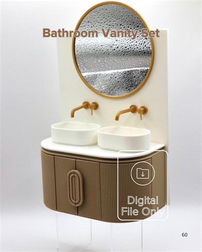 1:6 Scale Modern Bathroom Vanity STL File | Barbie Dollhouse Sink, Faucet (digital Download) - Etsy