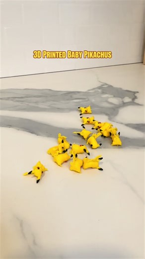 So smol. So electric. ⚡️ Fresh off the printer: baby Pikachus and they might be the cutest thing we’ve made yet. #3DPrinted #3DPrinting #Pikachu #PokemonPrint #MakerTok