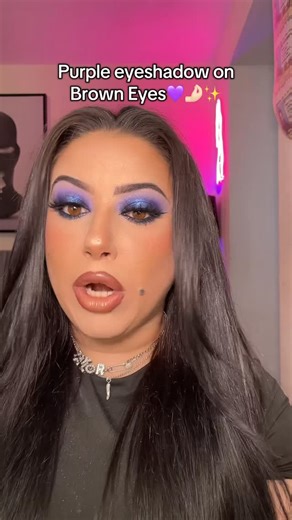 Taylor Ann Gallo on Instagram: "Me 🤝 Purple Eyeshadow 💜🤌🏻✨ #makeuptutorial #purpleeyeshadow #browneyes #explore"