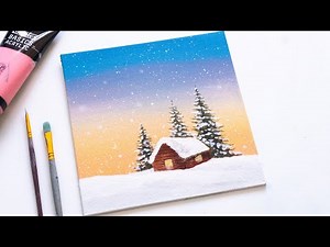Simple Winter Scenery Acrylic Painting for Beginners