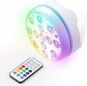 Amazon.com: Submersible LED Pool Light, Color Submersible LED Lights with Remote RF - Inground Pool Light IP68 Waterproof, with 16 RGB Dynamic Color Battery Operated for Pond Fountain Vase Garden Party