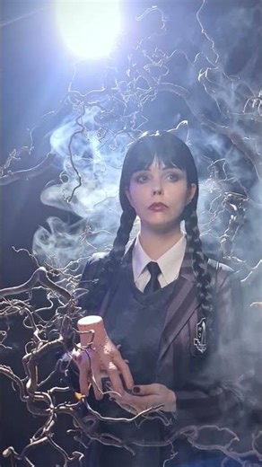 Wednesday (Netflix) cosplay costume. Spooky time with Wednesday and Thing