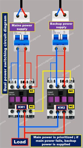 dual power automatic switching circuit diagram #shorts