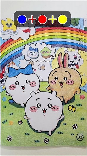 Coloring Chiikawa, Usagi, Hachiware, and their cute friends using only 3 colors! #chiikawa #usagi...