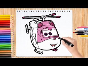 Drawing Super Wings Dizzy | How to Draw Helicopter Dizzy Super Wings - Paintingku