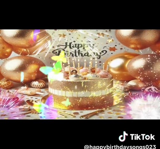 Happy birthday song with animated 3D cake and rainbow