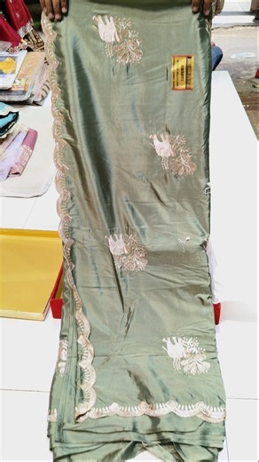 A very beautiful pure satin silk saree in mehandi colour 💚✨#trending #saree #shopping #shorts