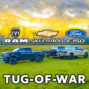 49K views · 1K reactions | Tug of war: Dodge RAM v Ford F-150 v Chevy Silverado 勞 | carwow | Facebook