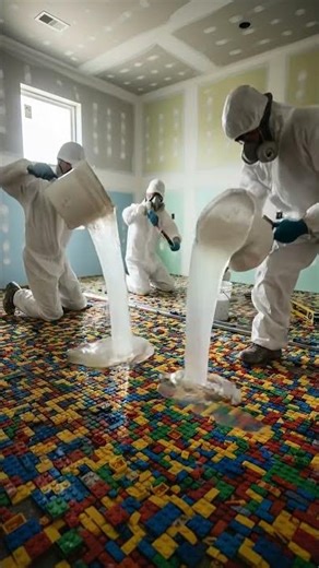 crafting an LEGO epoxy floor - Kids Study Room 🎊 #diy #design #craftbrand #epoxyflooring #epoxyfloor