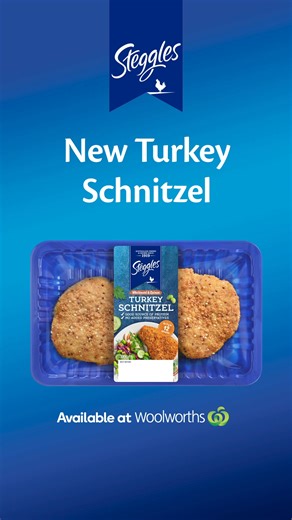 Light, crispy, and with two in a pack, our turkey schnitzels are perfect for an easy family dinner. Available at Woolworths. | Steggles